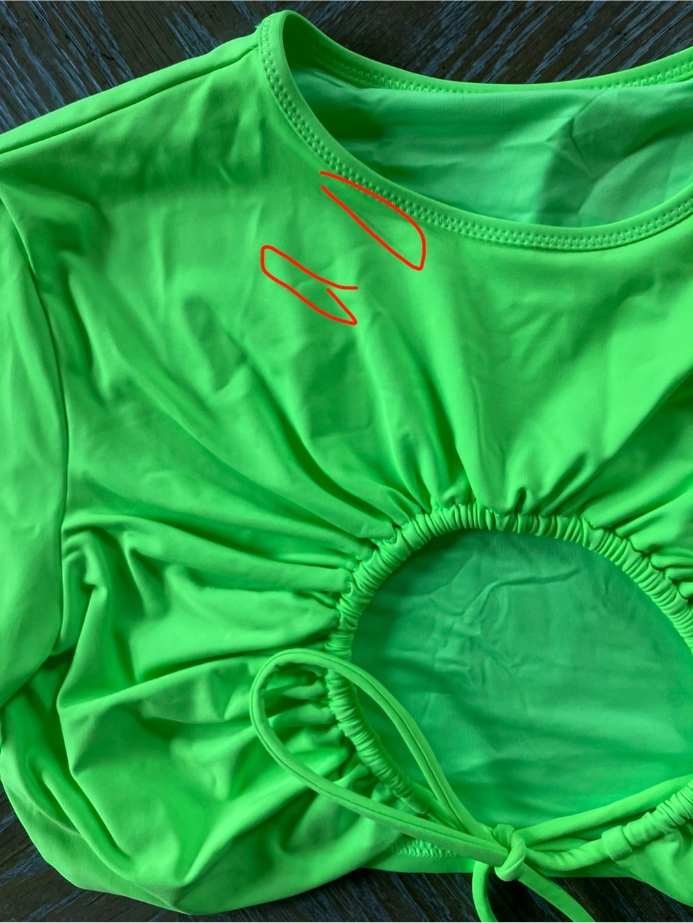 NWT SKIMS Neon Green Swim Ruched T Shirt Top Only (M) - Picture 9 of 9